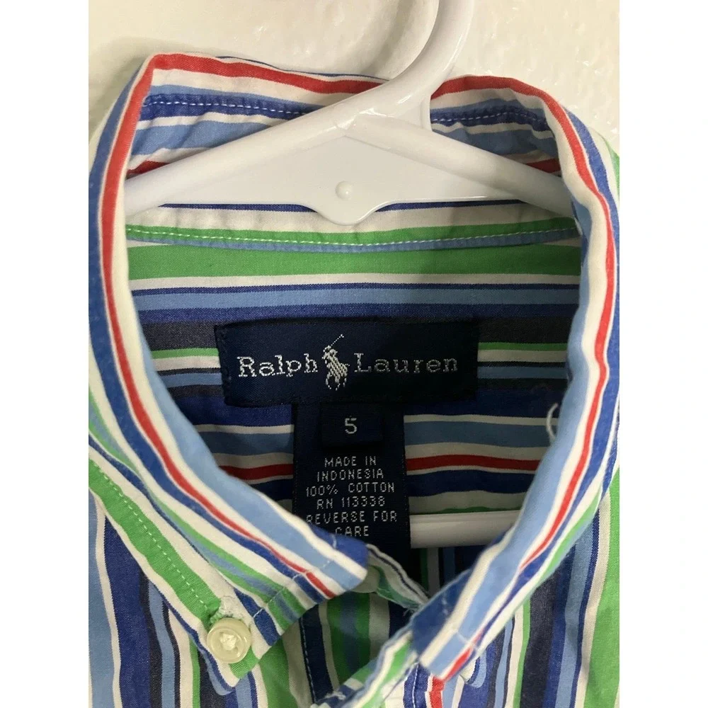 Ralph Lauren Multicolor Vertical Striped Button Up Boys Size‎ 5